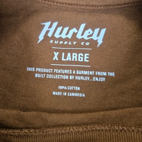 Hurley Supply Co Mens X Large Brown Relaxed Fit Cotton T Shirt - Picture 7 of 8